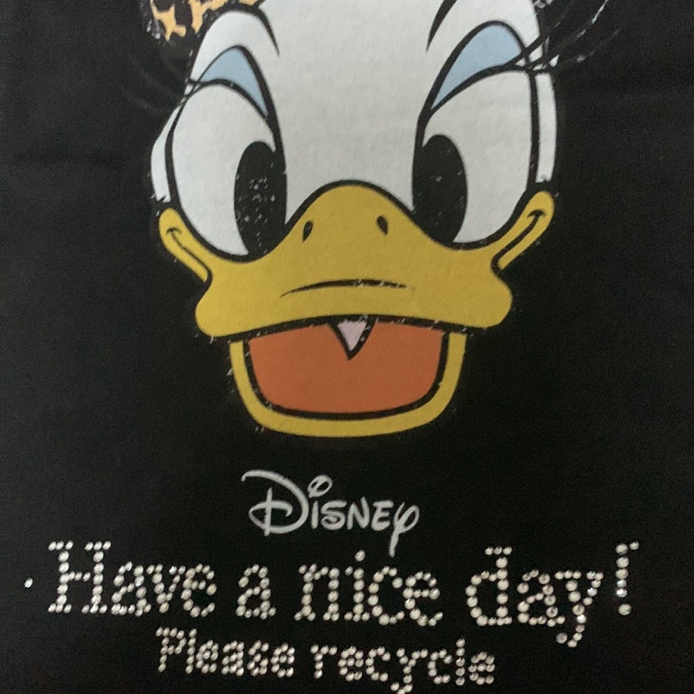 Ganni Black Tee with Daisy Duck and Leopard Bow - Picture 6 of 7